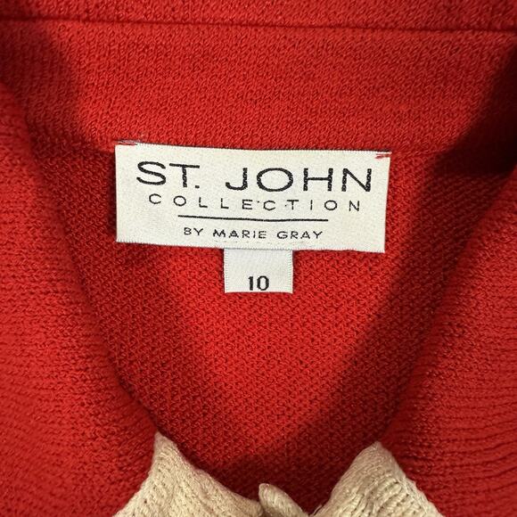 VTG St. John Collection Blazer Red Santana Knit Women's Size 10 Buttons USA - Picture 3 of 8
